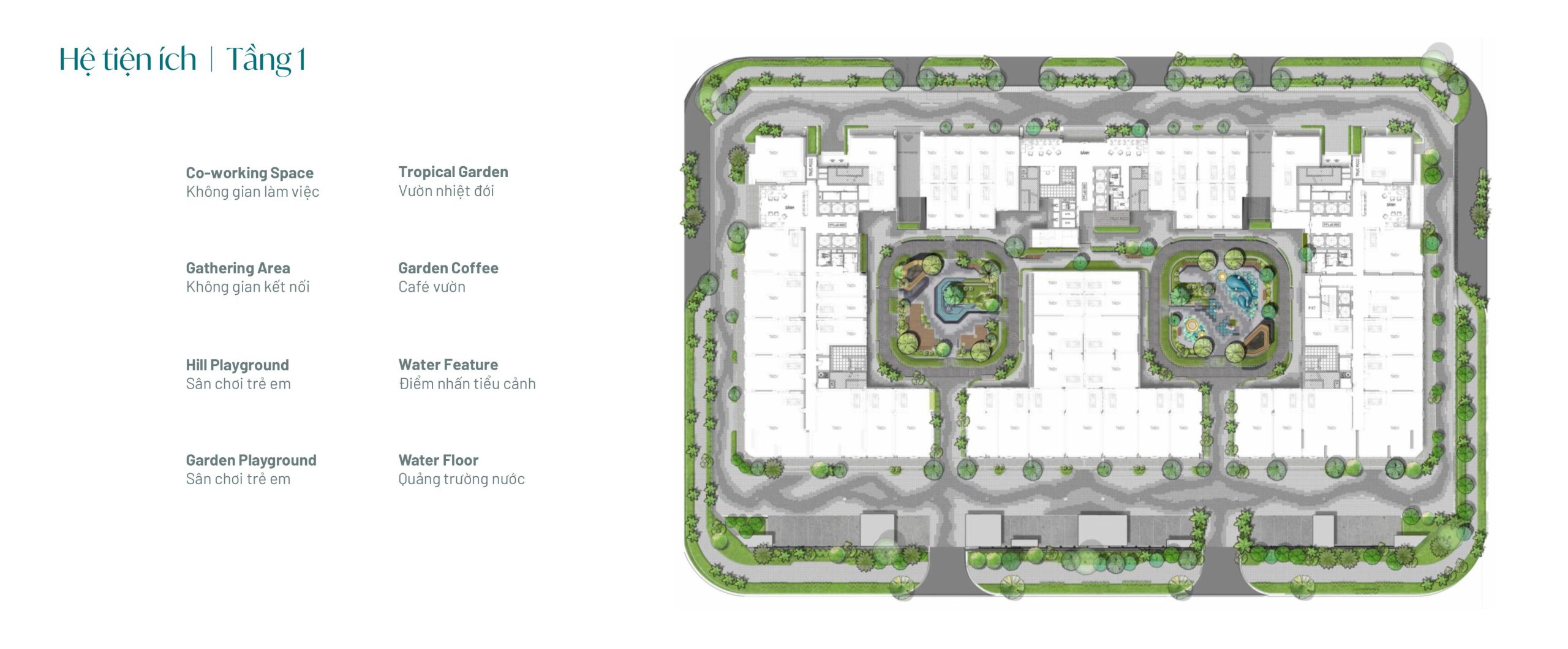 mặt bằng hệ tiện ích tầng 1 dự án SkyM Hạ Long