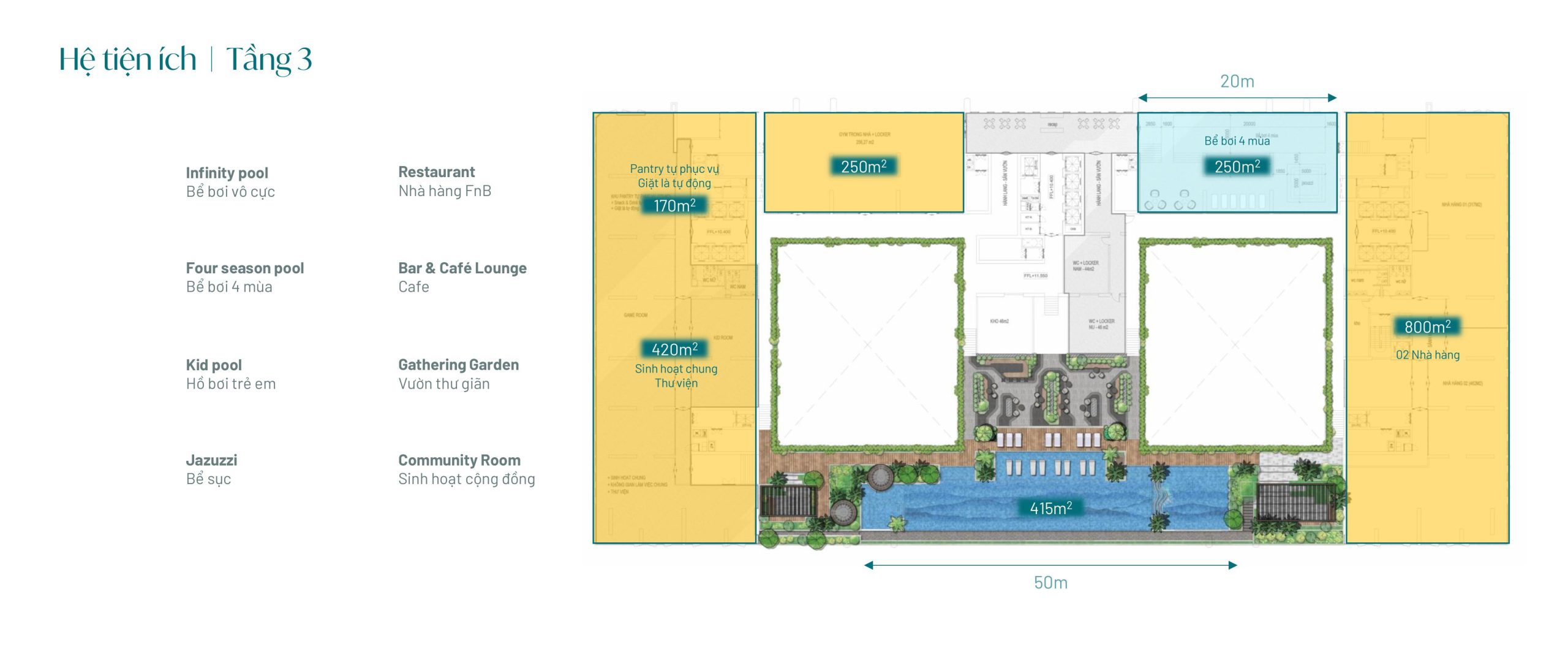 mặt bằng hệ tiện ích tầng 3 dự án SkyM Hạ Long