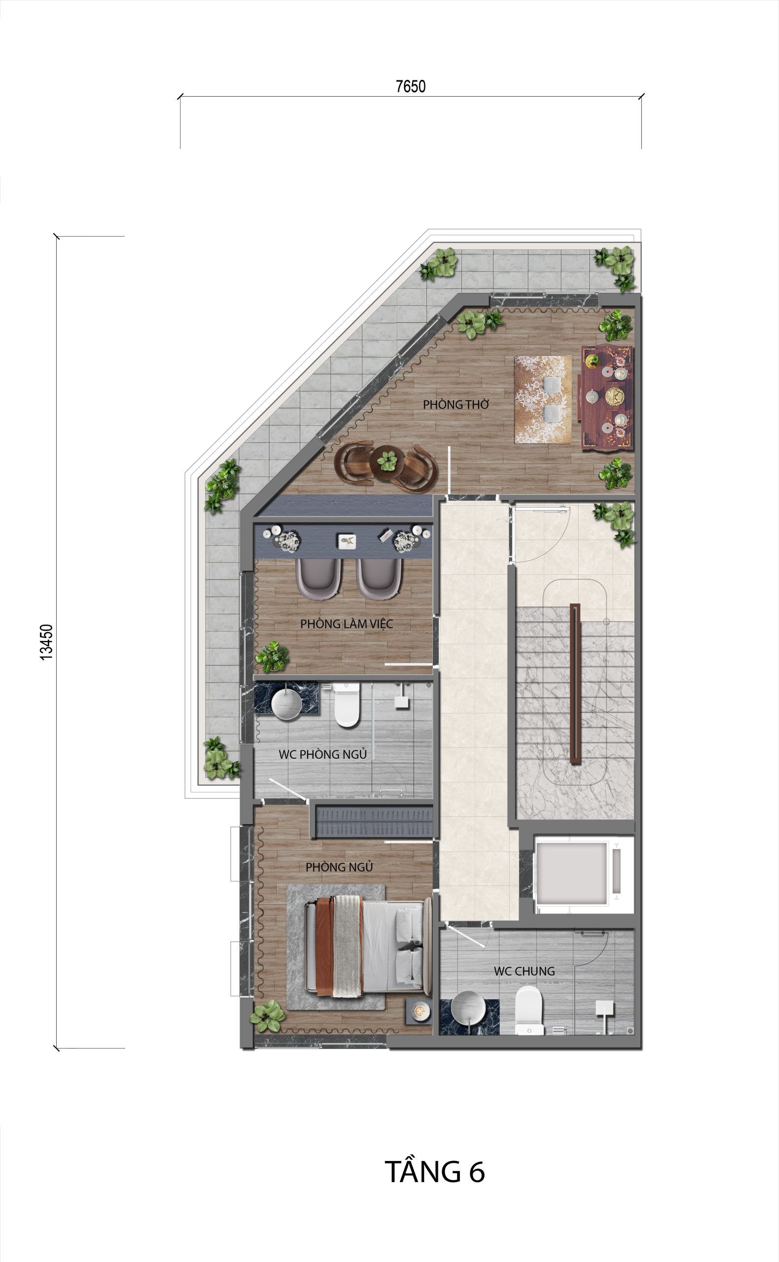 Layout mặt bằng tầng 6 dự án bất động sản Sora Bay Hạ Long