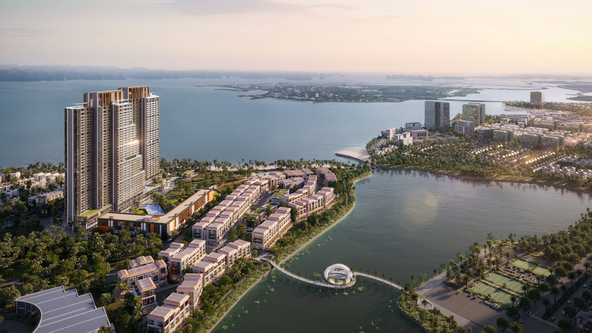 tổng thể Aria Bay Hạ Long căn hộ cao cấp bất động sản biển từ trên cao